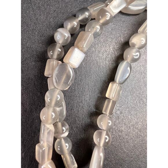 NEW Nate & Etan grey moonstone triple strand necklace with sterling silver clasp - Picture 3 of 12